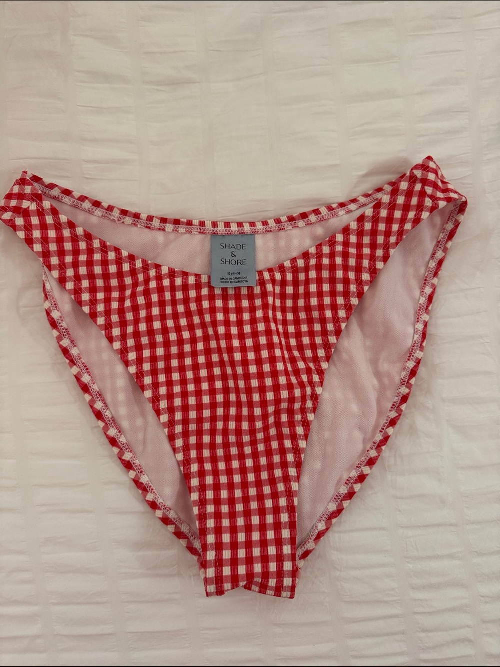 Shade & Shore Red and White Gingham Bikini Bottom